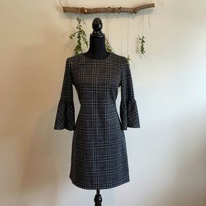 Calvin Klein Black and White Plaid Midi Dress